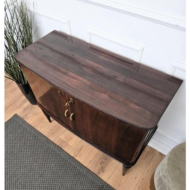 Gold Mid-Century Art Deco Italian Walnut Burl and Mirror Mosaic Dry Bar Cabinet by Paolo Buffa, 1950s For Sale - Image 8 of 10