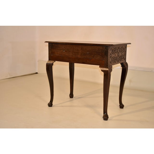 Wood Early 18th Century English Oak Carved Lowboy For Sale - Image 7 of 12