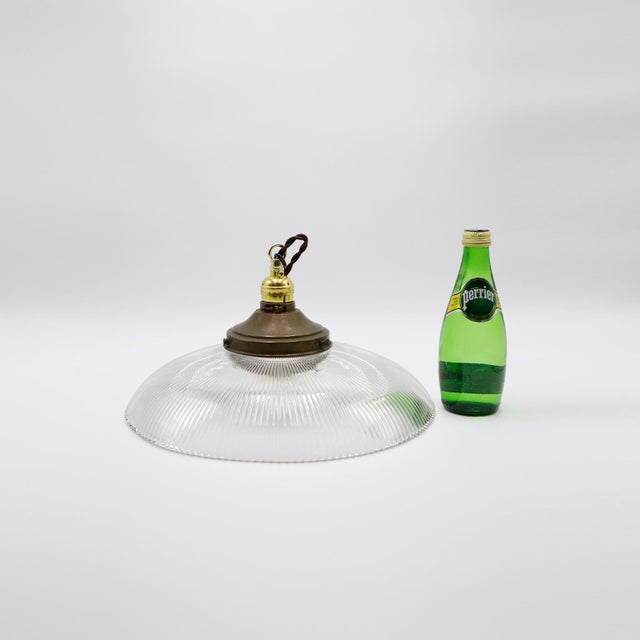 Holophane 1960s Holophane Clear Glass Vintage Industrial Pendant Light For Sale - Image 4 of 5