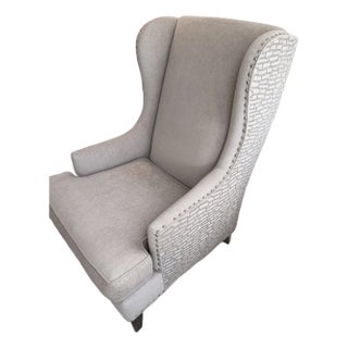 Custom Wing Back Chair With Nail Head Trim by Sam Moore For Sale