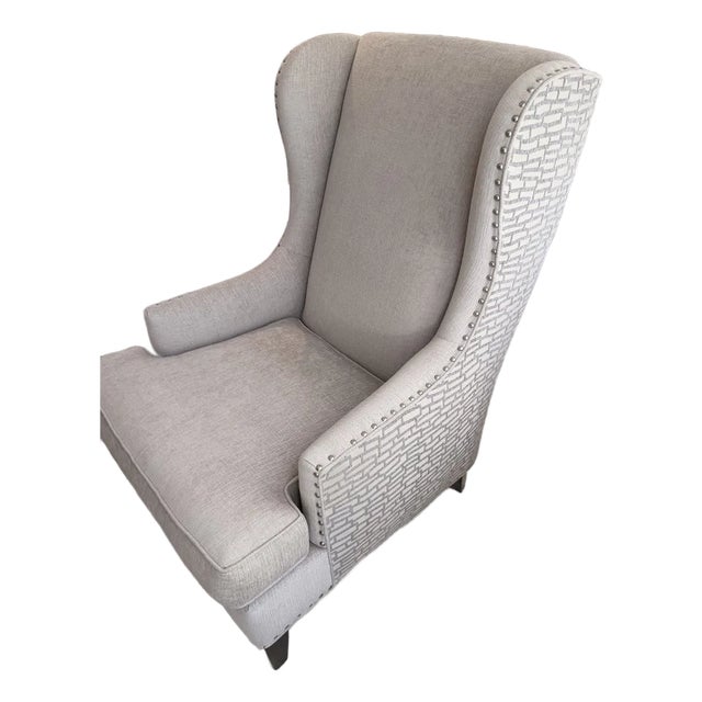 Custom Wing Back Chairs With Nail Head Trim by Sam Moore For Sale