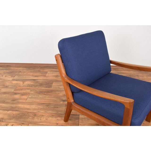 Blue Danish Teak Senator Lounge Chair by Ole Wanscher for Cado, 1960s For Sale - Image 8 of 12