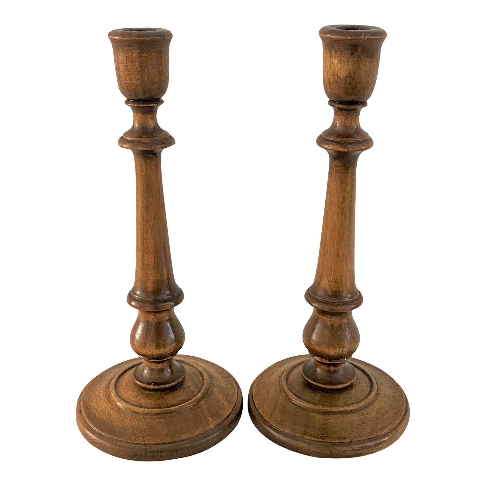 Vintage Wooden Baluster Candlestick Holders a Pair Chairish