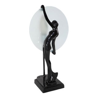 Art Deco Revival Figural Woman and Moon Table Lamp by Sarsaparilla After Frankart C. 1980's For Sale