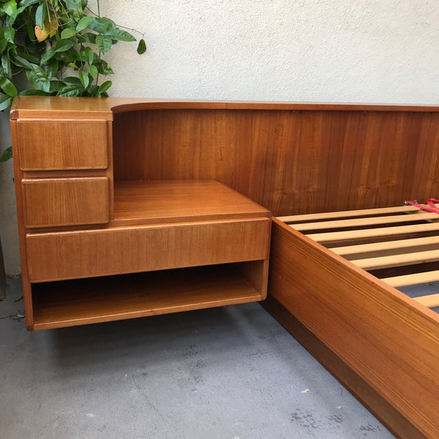 Danish Modern Teak Queen Floating Bed Frame | Chairish
