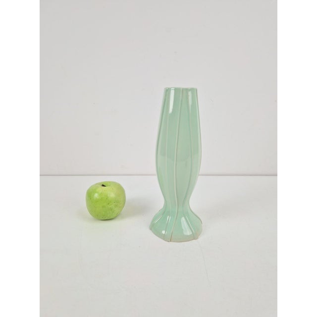 Art Deco Ceramic Pastel Green Vase by C. K., 1930s For Sale - Image 4 of 8