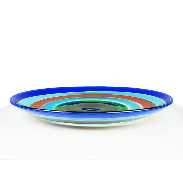 Blue Vintage Murano Glass Plate by Berit Johansson for Salviati, 1991 For Sale - Image 8 of 12