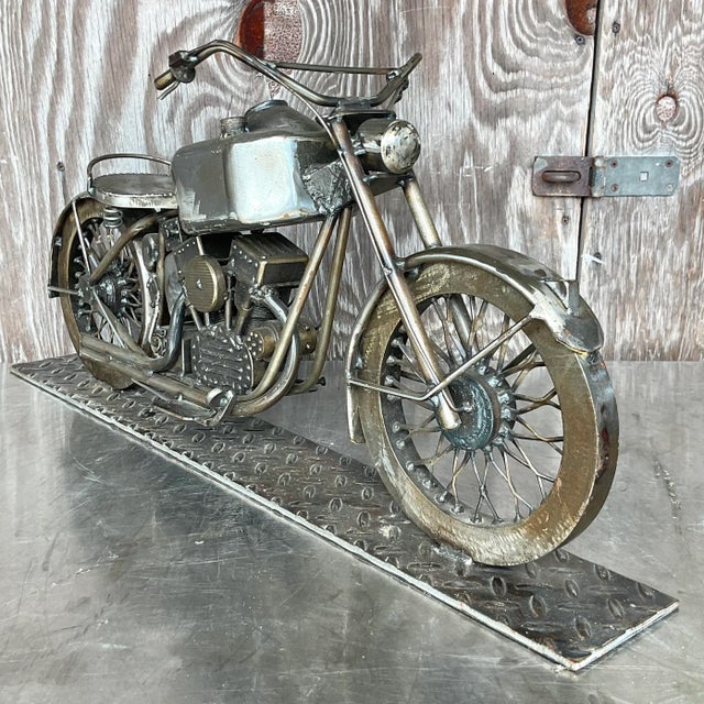Vintage Motorcycle Sculpture For Sale In West Palm - Image 6 of 7