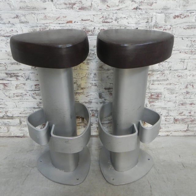 Brown Vintage Bar Stools, 1990s, Set of 2 For Sale - Image 8 of 17
