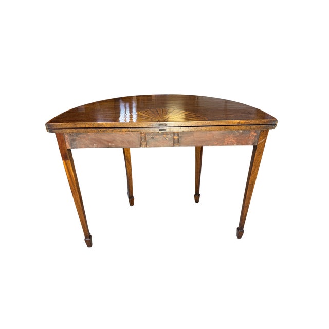 English George III Demilune Fold-Over Table With Fan Inlay, Circa 1780 For Sale In New York - Image 6 of 7