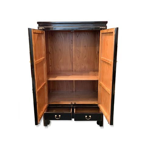Chinese Asian Contemporary Black Lacquer Armoire For Sale - Image 3 of 5