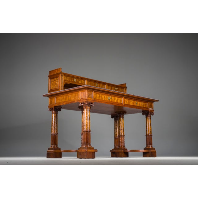 Wilhelmine Secretary in Walnut & Exotic Veneer with Leather Top For Sale - Image 13 of 18