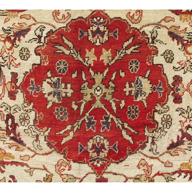 Turkish 1930s Turkish Sivas Rug With Red, Taupe, Light Green and Cream Colors For Sale - Image 3 of 8