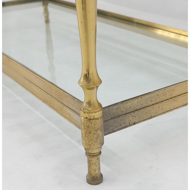 Metal Turned Heavy Solid Brass & Glass Shelve Ball Finials Italian Decorative Etagere For Sale - Image 7 of 10