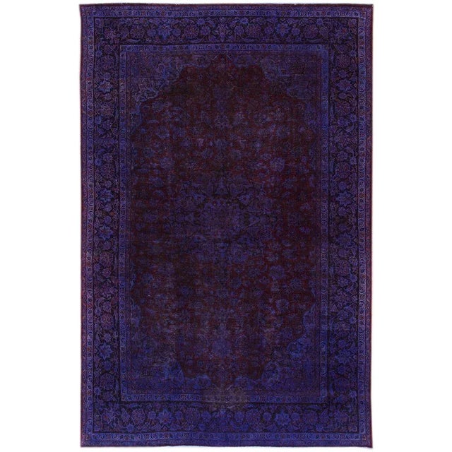 Textile Early 20th Century Vintage Purple Overdyed Distressed Handmade Wool Rug For Sale - Image 7 of 7