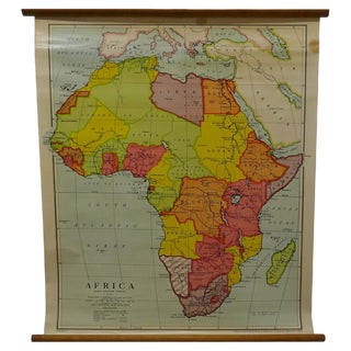 Large University Chart Physical Map of Africa by Bacon, 1920s For Sale