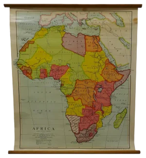 Large University Chart Physical Map of Africa by Bacon, 1920s