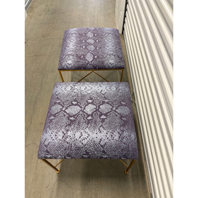 Artist unknown. Custom one-of-a-kind pair of Rock ’n’ Roll glam stools, blending fierce exotic patterns with clean, mid-...