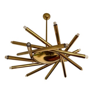 Brass Sputnik Fireworks Chandelier, Italy, 1960s For Sale