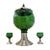 Mid-Century French Green Glass Punch Bowl with Top & Cups or Glasses, 1950s, Set of 3 For Sale