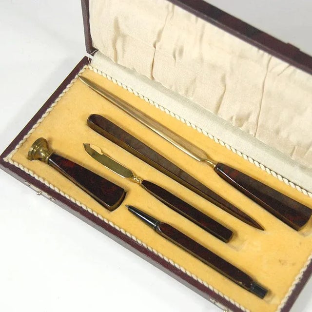 Metal Writing Letter Box Desk Set, 1930s, Set of 5 For Sale - Image 7 of 11