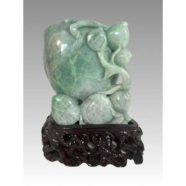 Final Markdown: Fine Chinese jadeite hand carved peach with playful young monkeys - all very auspicious and lucky. The...