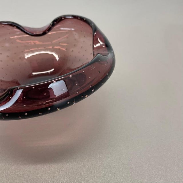 Large Purple Murano Bubble Glass Shell Ashtray, Italy, 1970s For Sale - Image 13 of 18