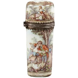 Mid-19th Century Enamel Flask from Limoges