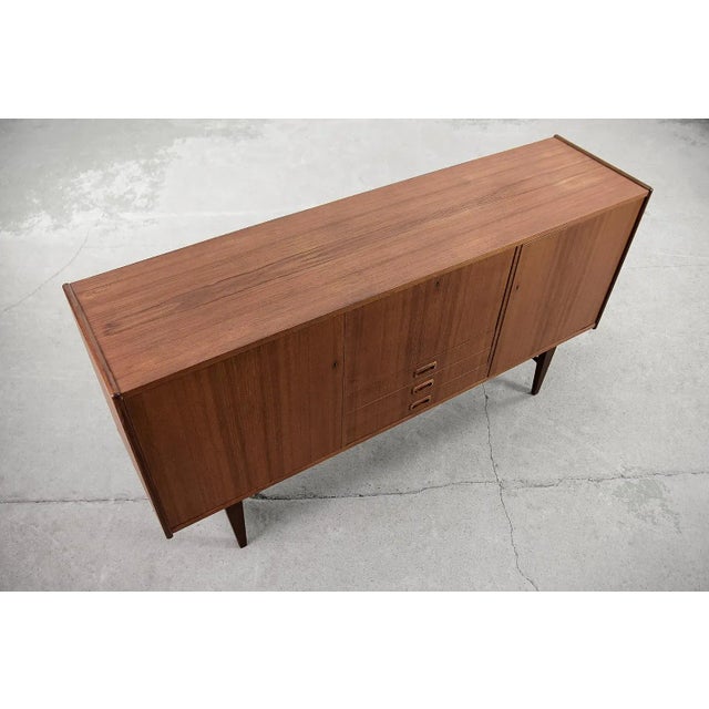 Wood Scandinavian Classic Teak High Sideboard with Drawers, 1960s For Sale - Image 7 of 18