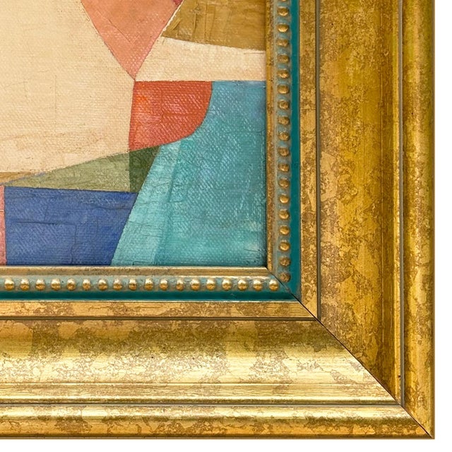 2020s Contemporary Colorful Abstract Oil Painting in Vintage Frame For Sale - Image 5 of 6