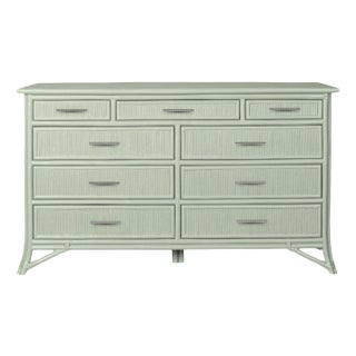 Pencil Rattan Nine-Drawer Dresser, Celery Green For Sale