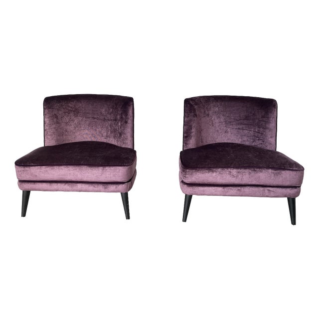 Vintage French-Style Lounge Chairs in Velvet, 1990s, Set of 2 For Sale