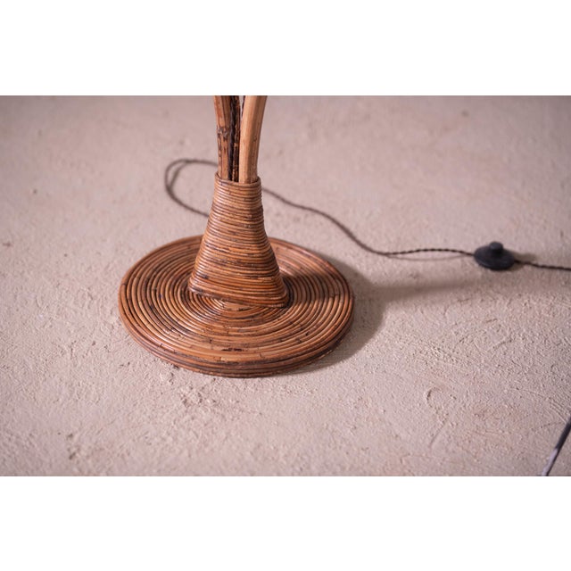 Rattan Floor Lamp Calyx - Handcrafted Natural Pencil Reed Tall Standing Lamp For Sale - Image 14 of 14