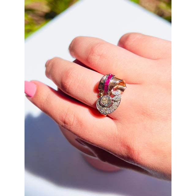 About This Ring: Transform any outfit with this stunning Retro old mine cut diamond ring. Crafted with two marquise and...