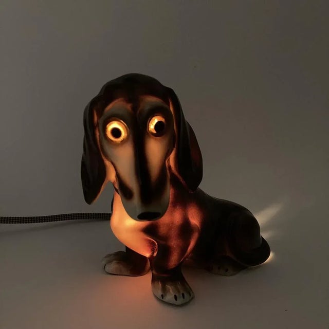 Ceramic Dachshund Perfume Lamp in Porcelain from Heinz & Co., 1950s For Sale - Image 7 of 8