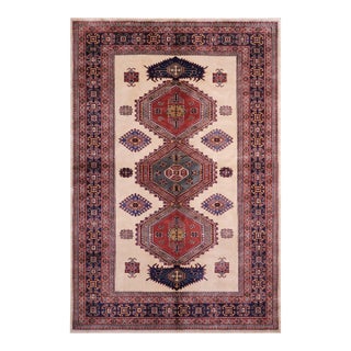 Boho Chic Shirwan Beige/Blue Wool Rug - 5'3''x7'3'' For Sale