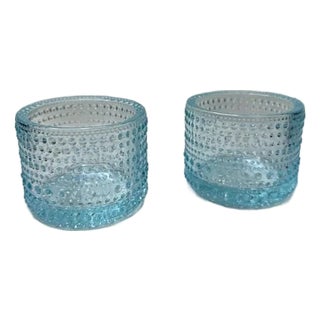 Iittala Kastehelmi Dewdrop Tealight Glass Candle Holders Light Blue For Sale