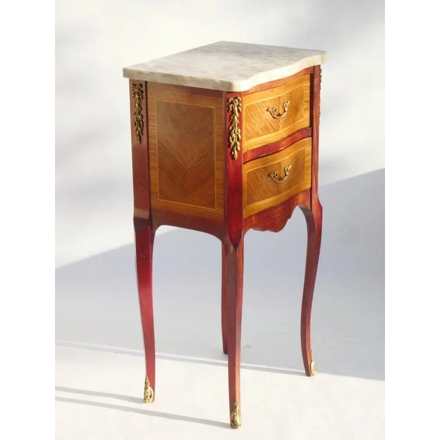 Vintage Louis XV Style Nightstand with Marble Top, 1940s For Sale - Image 4 of 12