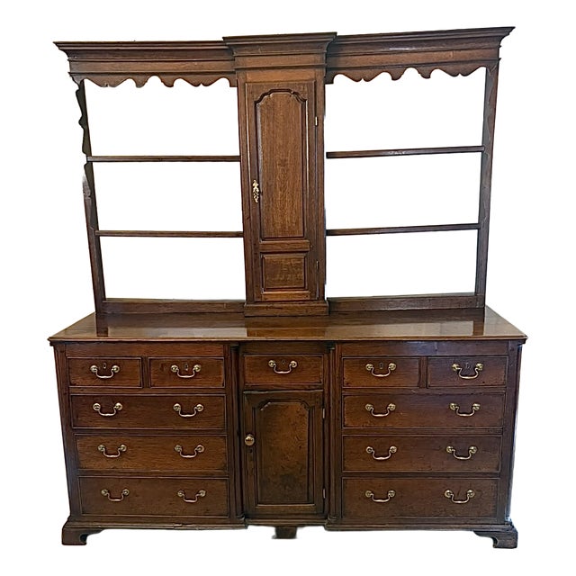 Antique Georgian Lancashire Oak Dresser and Plate Rack, 1780 For Sale
