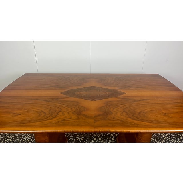 Brown Vintage Art Deco Burr Walnut Dining Table, 1930s For Sale - Image 8 of 18