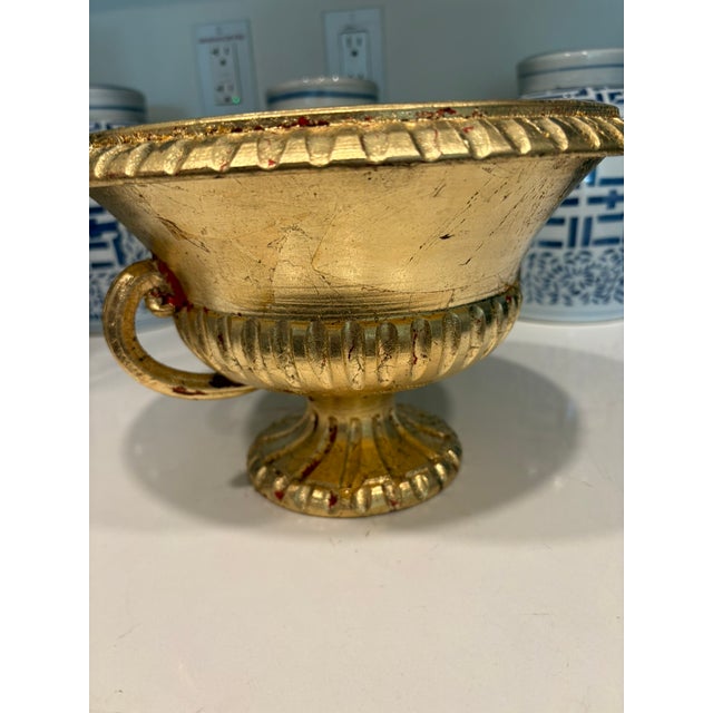 Vintage Italian Gold Leaf Footed Urn Bowl With Blue Interior Signed & Numbered For Sale - Image 12 of 14