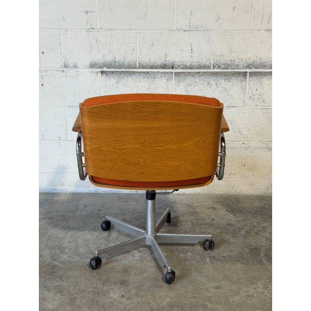 1970s Duba Orange Upholstered Swivel Desk Office Chair Danish Mid-Century Modern 1970s For Sale - Image 5 of 11