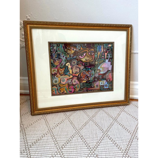 Paint Contemporary Abstract Painting with Frame For Sale - Image 7 of 12