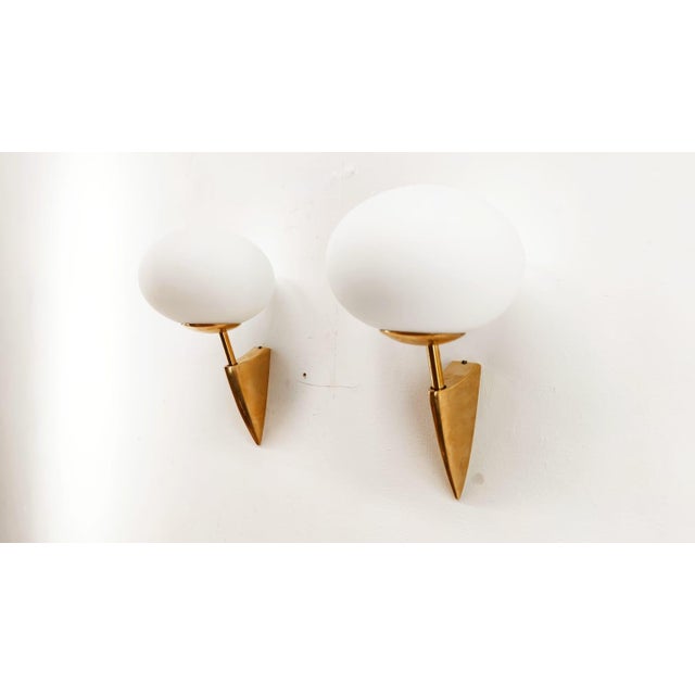 Metal Brass Wall Light with Oval Glass Details For Sale - Image 7 of 12