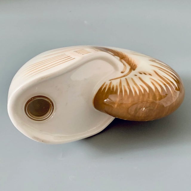 Vintage Coastal Decor Nautilus Shell Sculptural Ceramic Bud Vase For Sale In Miami - Image 6 of 6
