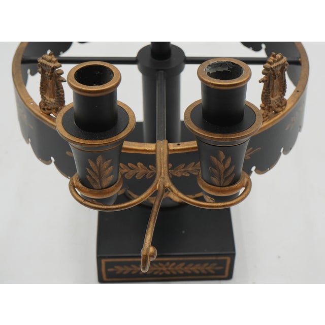 Metal 1980s Pair of Black & Gold Toleware Candelabras For Sale - Image 7 of 11