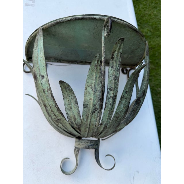 Verdigris Vintage Sculptural Verdigris Leaf Wall Shelf For Sale - Image 8 of 9
