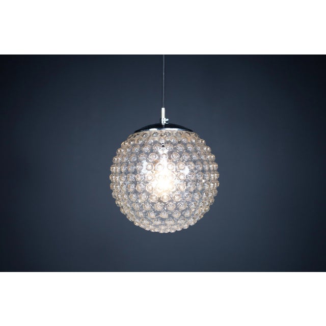 Large Chrome and Bubble Glass Pendant by Rolf Krüger for Staff, Germany, 1970s For Sale - Image 3 of 12