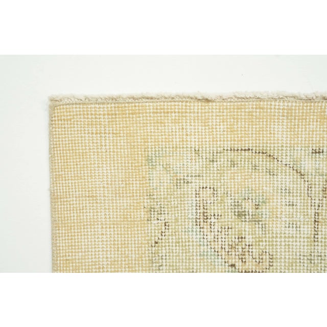 Folk Art 1970s Vintage Turkish Handmade Wool Cotton Beige Area Rug For Sale - Image 3 of 12