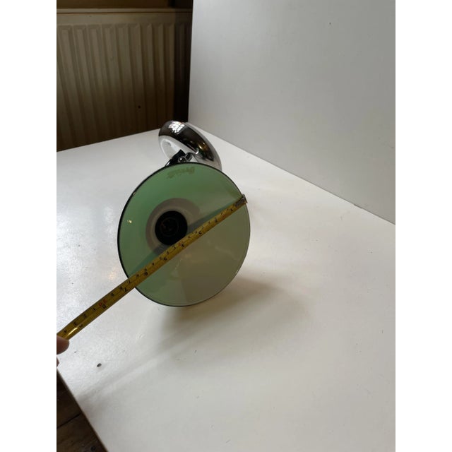 Vintage Danish Chrome Up-Light Wall Sconce with Green Glass Shade, 1980s For Sale - Image 6 of 8